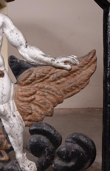 Very rare openwork painted cast iron fireback, Very rare openwork painted cast iron fireback,