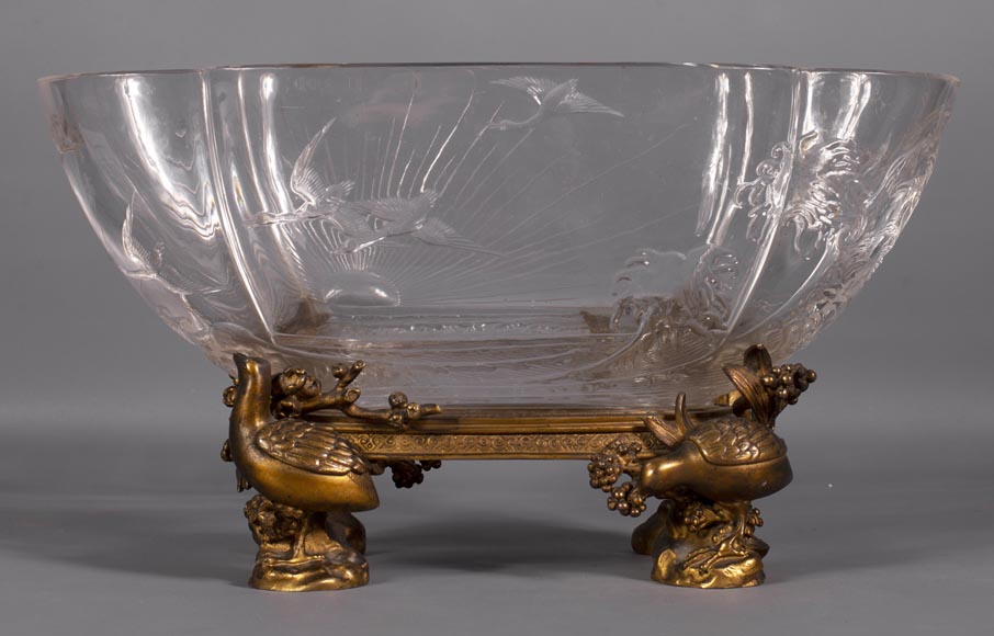 Baccarat crystal and gilt bronze bowl with Japanese decoration Baccarat crystal and gilt bronze bowl with Japanese decoration-0