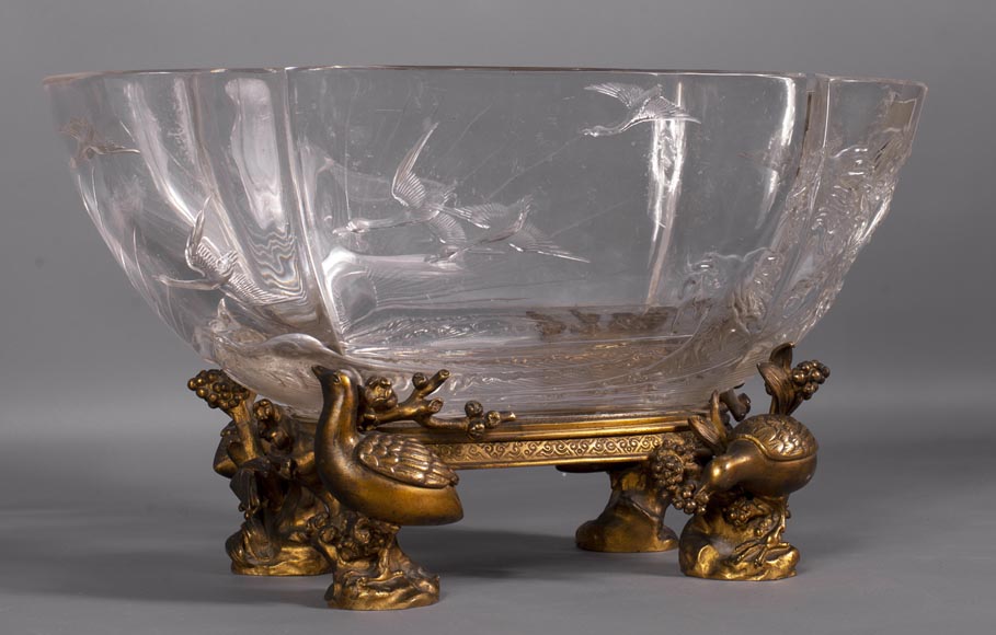 Baccarat crystal and gilt bronze bowl with Japanese decoration Baccarat crystal and gilt bronze bowl with Japanese decoration-2