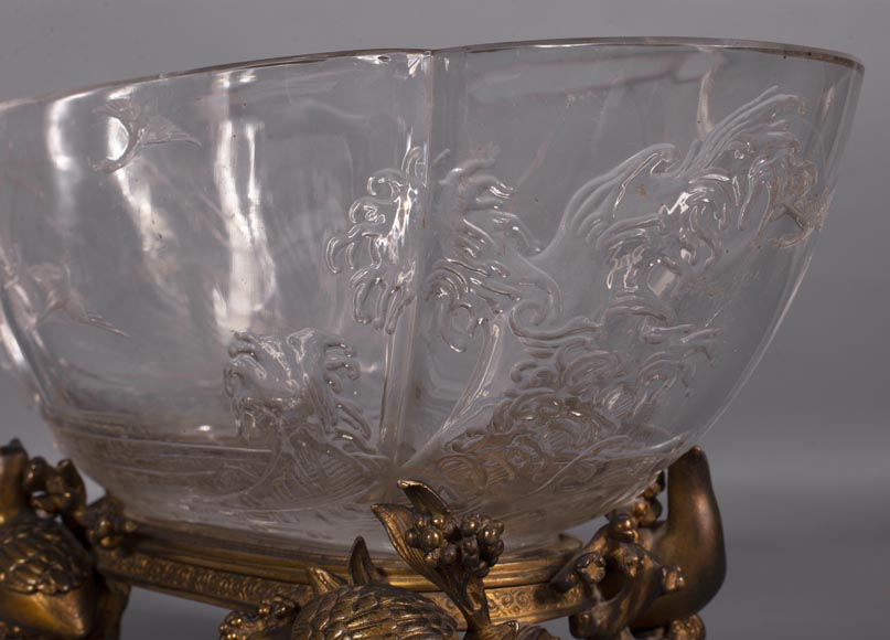 Baccarat crystal and gilt bronze bowl with Japanese decoration Baccarat crystal and gilt bronze bowl with Japanese decoration-5