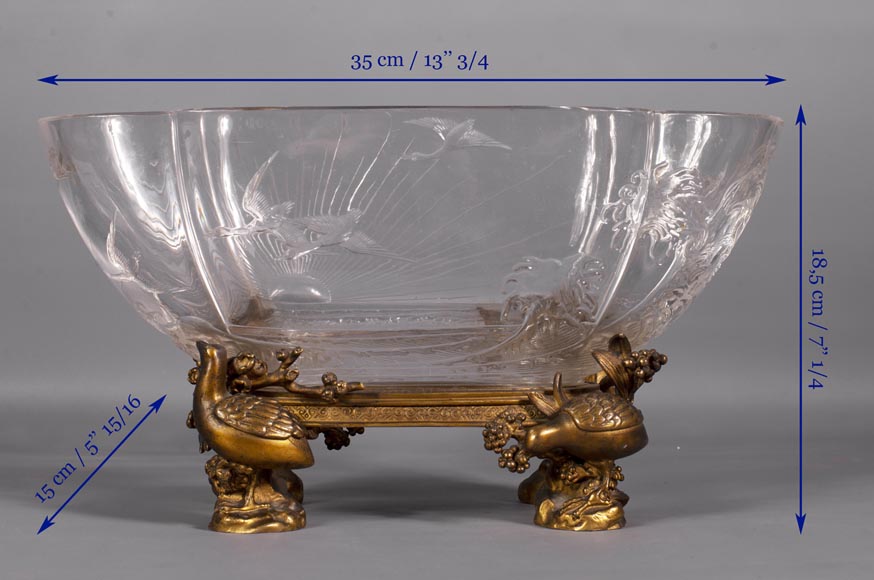 Baccarat crystal and gilt bronze bowl with Japanese decoration Baccarat crystal and gilt bronze bowl with Japanese decoration-9