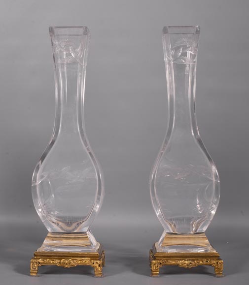 Pair of Baccarat crystal vases with Japanese decoration Pair of Baccarat crystal vases with Japanese decoration-5