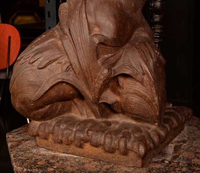 Cast iron statue fountain representing a child with a shell Cast iron statue fountain representing a child with a shell-5