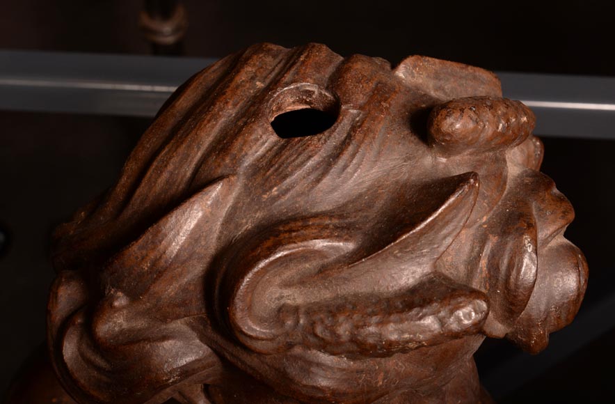 Cast iron statue fountain representing a child with a shell Cast iron statue fountain representing a child with a shell-9