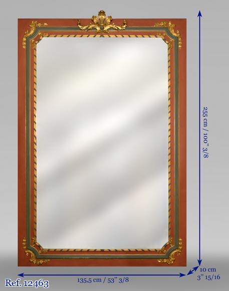 Antique Louis XVI style trumeau in polychrome and gilded wood Antique Louis XVI style trumeau in polychrome and gilded wood-6