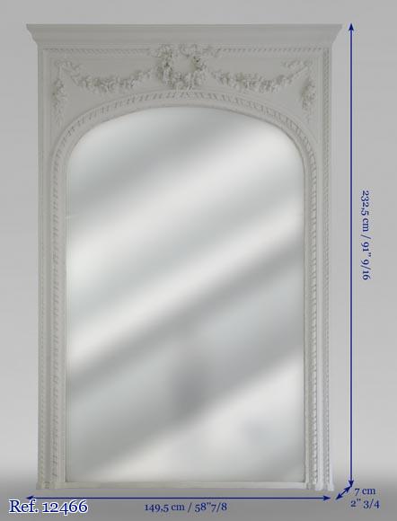 Antique Louis XVI style trumeau decorated with a crown of flowers Antique Louis XVI style trumeau decorated with a crown of flowers-5