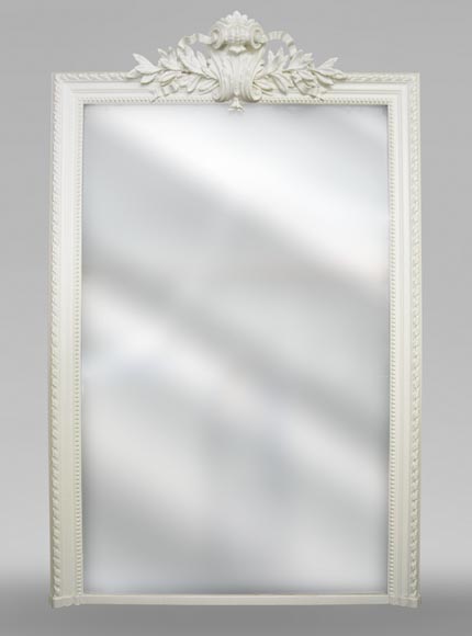 Antique Louis XVI style trumeau carved with laurel branches Antique Louis XVI style trumeau carved with laurel branches-0