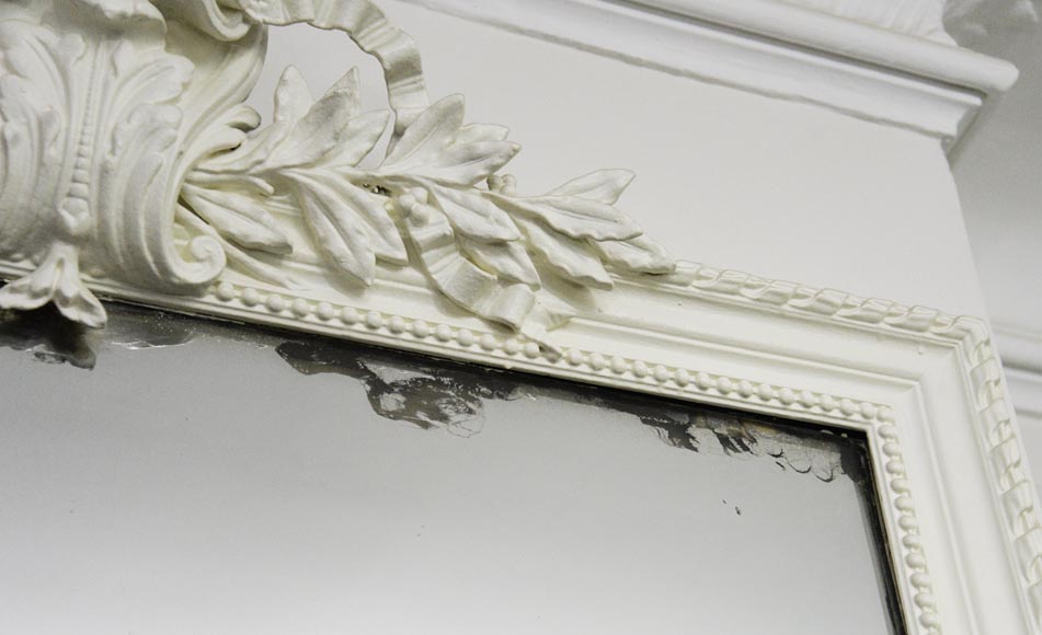 Antique Louis XVI style trumeau carved with laurel branches Antique Louis XVI style trumeau carved with laurel branches-3