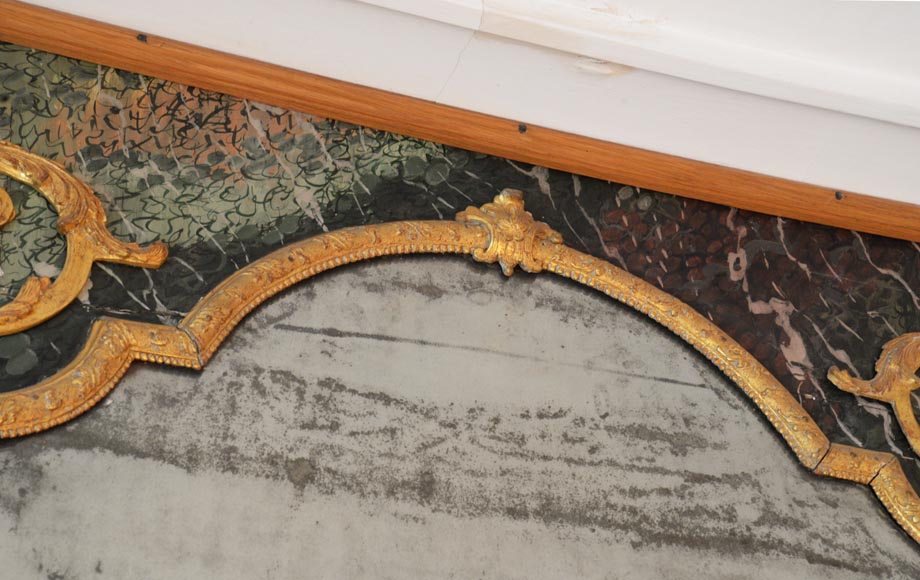 Regency style trumeau in gilded wood and trompe l'oeil marble from Campan, early 19th century Regency style trumeau in gilded wood and trompe l'oeil marble from Campan, early 19th century-2