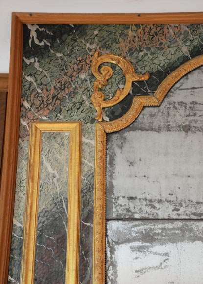 Regency style trumeau in gilded wood and trompe l'oeil marble from Campan, early 19th century Regency style trumeau in gilded wood and trompe l'oeil marble from Campan, early 19th century-3