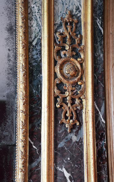 Regency style trumeau in gilded wood and trompe l'oeil marble from Campan, early 19th century Regency style trumeau in gilded wood and trompe l'oeil marble from Campan, early 19th century-4