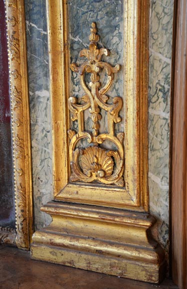 Regency style trumeau in gilded wood and trompe l'oeil marble from Campan, early 19th century Regency style trumeau in gilded wood and trompe l'oeil marble from Campan, early 19th century-5