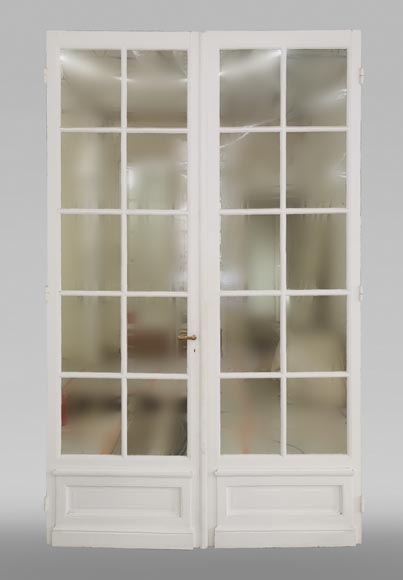 Important double doors with panes, end of the 19th century Important double doors with panes, end of the 19th century-0