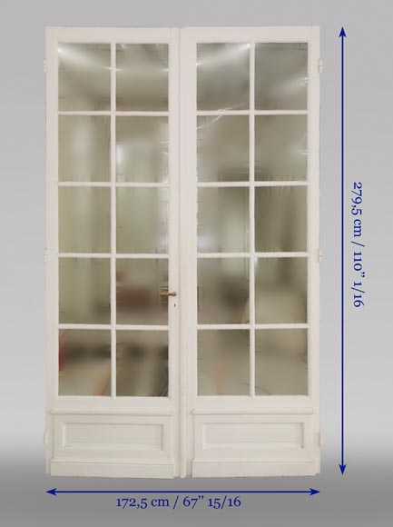 Important double doors with panes, end of the 19th century Important double doors with panes, end of the 19th century-7