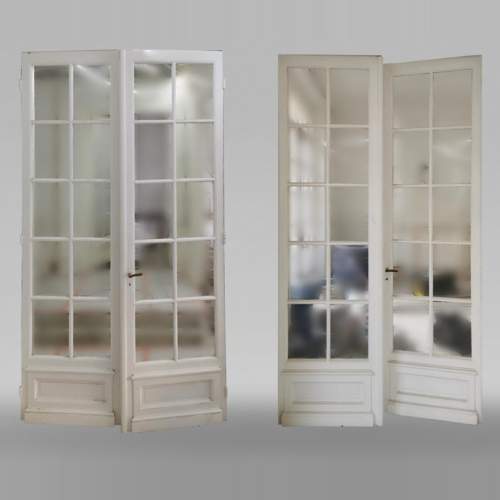 Pair of important double doors with panes, late 19th century