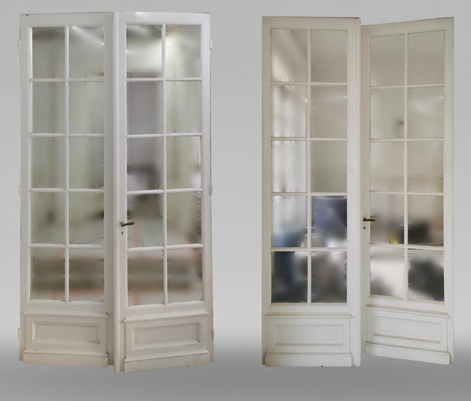Pair of important double doors with panes, late 19th century Pair of important double doors with panes, late 19th century-0