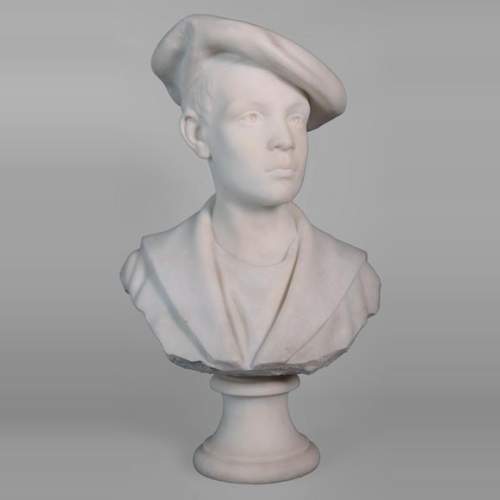 Ettore XIMENES (1855-1926) (attr. to), « Boy with a beret », Carrara marble bust, Second half of the 19th century