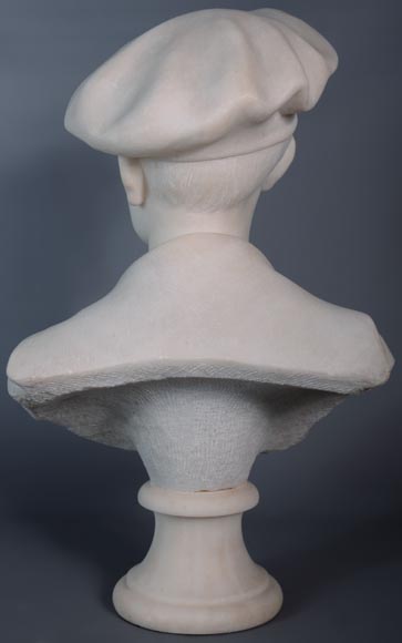 Ettore XIMENES (1855-1926) (attr. to), « Boy with a beret », Carrara marble bust, Second half of the 19th century Ettore XIMENES (1855-1926) (attr. to), « Boy with a beret », Carrara marble bust, Second half of the 19th century-5