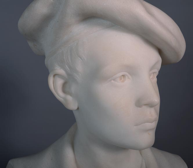 Ettore XIMENES (1855-1926) (attr. to), « Boy with a beret », Carrara marble bust, Second half of the 19th century Ettore XIMENES (1855-1926) (attr. to), « Boy with a beret », Carrara marble bust, Second half of the 19th century-6