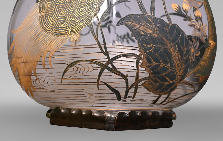 The Escalier de Cristal, a baluster vase on a bronze stand and a pair of bamboo vases in Japonesque crystal The Escalier de Cristal, a baluster vase on a bronze stand and a pair of bamboo vases in Japonesque crystal-8
