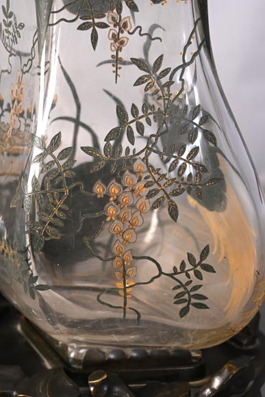 The Escalier de Cristal, a baluster vase on a bronze stand and a pair of bamboo vases in Japonesque crystal The Escalier de Cristal, a baluster vase on a bronze stand and a pair of bamboo vases in Japonesque crystal-10