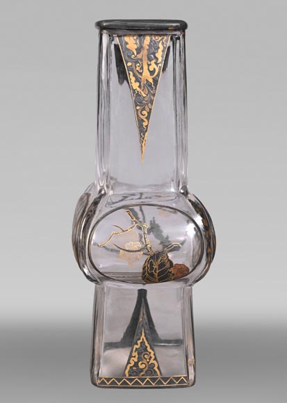 The Escalier de Cristal, a baluster vase on a bronze stand and a pair of bamboo vases in Japonesque crystal The Escalier de Cristal, a baluster vase on a bronze stand and a pair of bamboo vases in Japonesque crystal-12