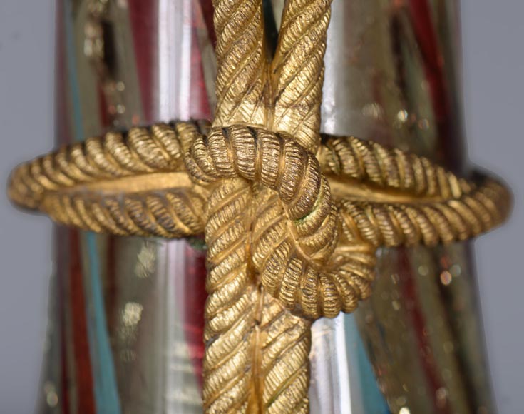 Ernest LEVEILLE - Exceptional cracked glass vase with polychrome and gilt insert decor on a gilt bronze mount, circa1890 Ernest LEVEILLE - Exceptional cracked glass vase with polychrome and gilt insert decor on a gilt bronze mount, circa1890-7