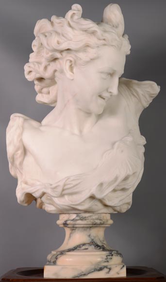 Guglielmo PUGI (1850 - 1915), White Carrara marble bust From the sculpture of Jean-Baptiste CARPEAUX « Dance », Circa 1900-2