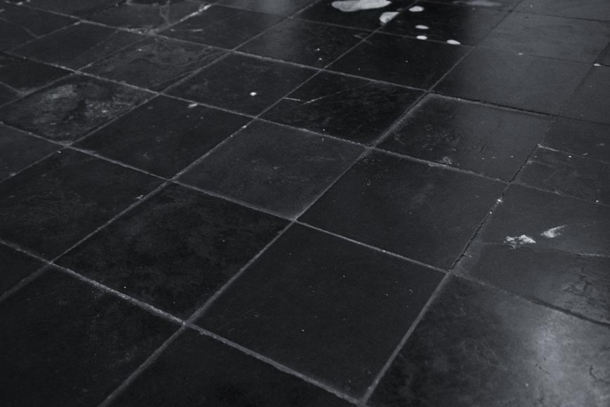 Large 280m² set of black stone tiles from Soignies, 19th century Large 280m² set of black stone tiles from Soignies, 19th century-1