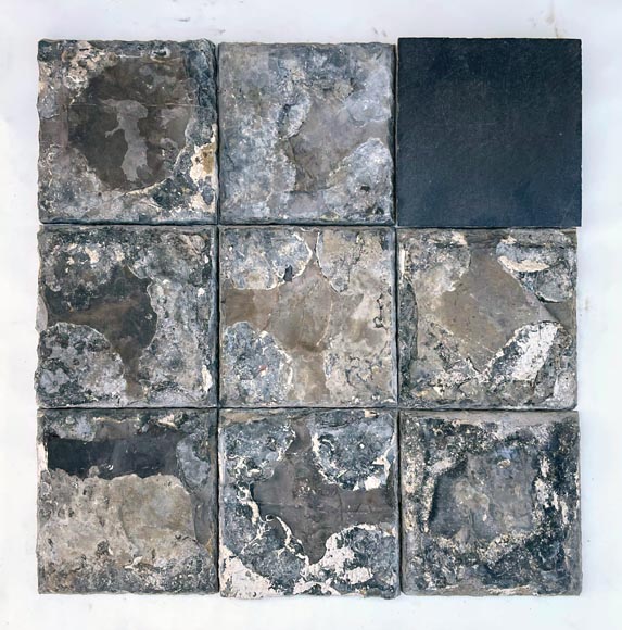 Large 280m² set of black stone tiles from Soignies, 19th century Large 280m² set of black stone tiles from Soignies, 19th century-8