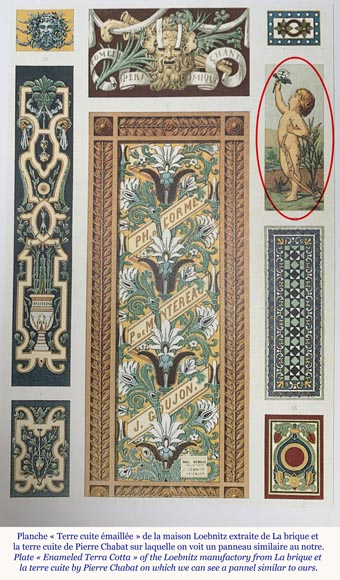 Jules LOEBNITZ (1836 – 1895), Ceramic panel “Child with a flower” Jules LOEBNITZ (1836 – 1895), Ceramic panel “Child with a flower”-7