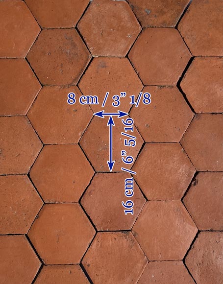 Lot of around 10.5 m² of antique hexagonal terracotta tiles, 19th century Lot of around 10.5 m² of antique hexagonal terracotta tiles, 19th century-5