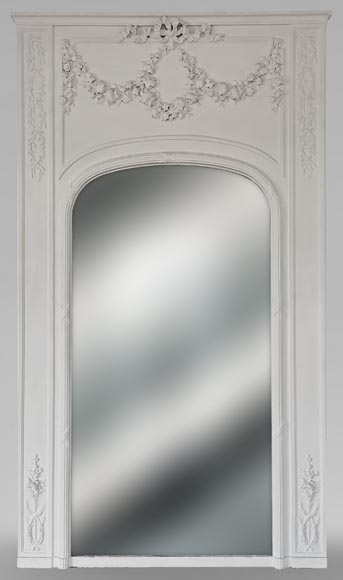 Louis XVI style trumeau with roses and olive tree branches garlands Louis XVI style trumeau with roses and olive tree branches garlands-0