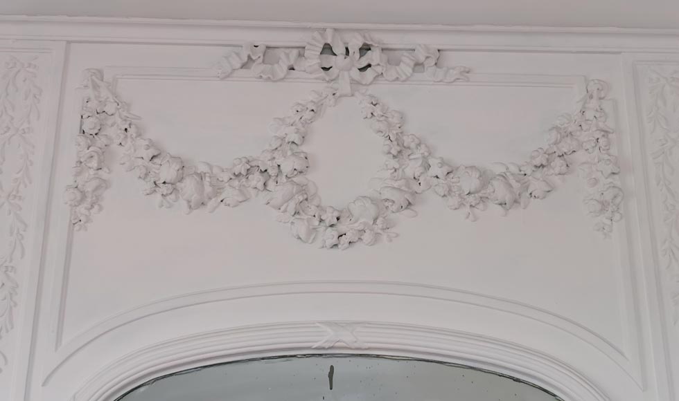 Louis XVI style trumeau with roses and olive tree branches garlands Louis XVI style trumeau with roses and olive tree branches garlands-1