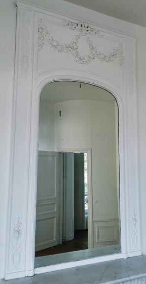 Louis XVI style trumeau with roses and olive tree branches garlands Louis XVI style trumeau with roses and olive tree branches garlands-2