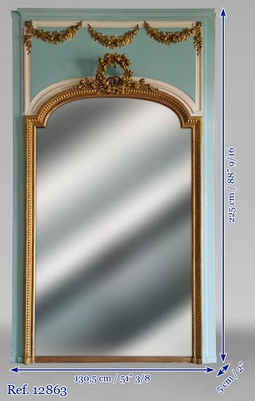 Louis XVI style trumeau with a roses crown and flowers garland Louis XVI style trumeau with a roses crown and flowers garland-6