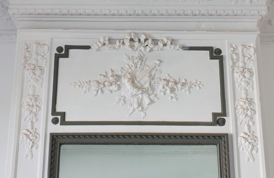 Two colors Louis XVI style trumeau with a music trophy Two colors Louis XVI style trumeau with a music trophy-2