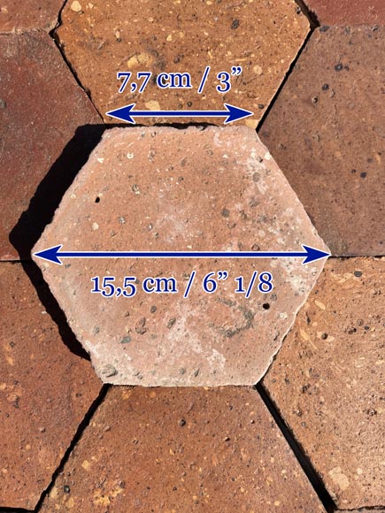 Lot of 5 m² of antique hexagonal terracotta tiles, 19th century Lot of 5 m² of antique hexagonal terracotta tiles, 19th century-6
