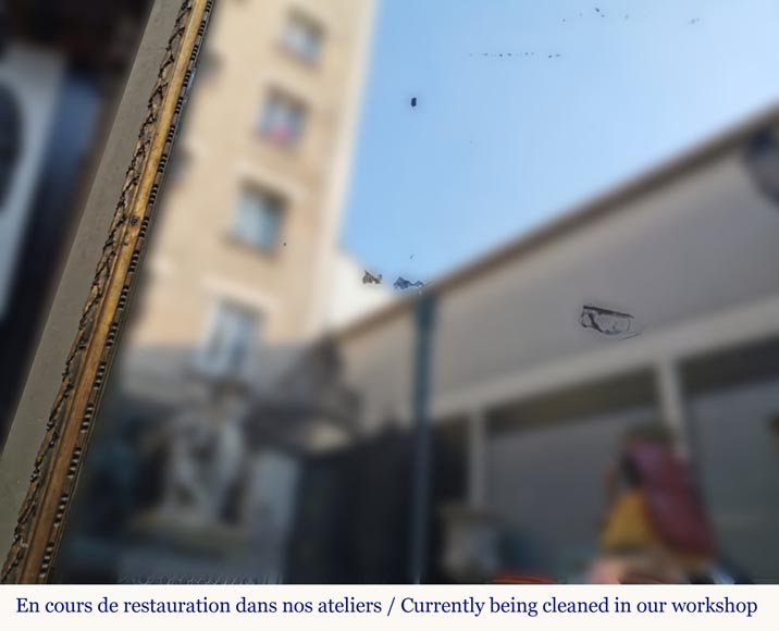 Louis XVI period gilt wood overmantel with a double crown of flowers and olive tree branches Louis XVI period gilt wood overmantel with a double crown of flowers and olive tree branches-7