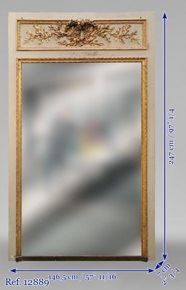 Louis XVI period gilt wood overmantel with a double crown of flowers and olive tree branches Louis XVI period gilt wood overmantel with a double crown of flowers and olive tree branches-8