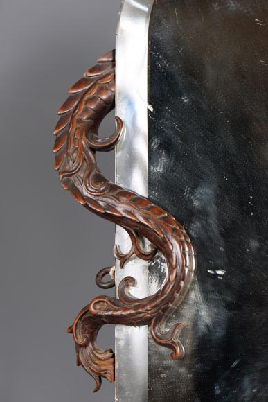 Small Japanese style bevelled mirror attributed to Gabriel Viardot Small Japanese style bevelled mirror attributed to Gabriel Viardot-4