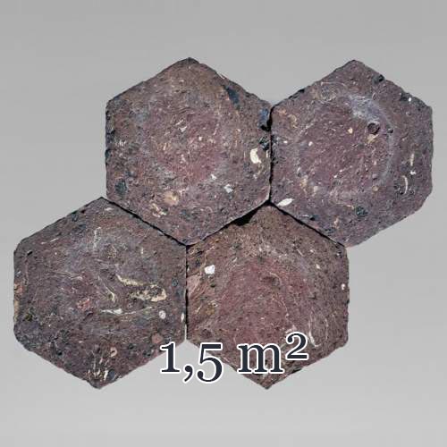 Small batch of 1,5 m² of antique hexagonal terracotta tiles