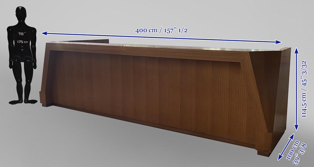 Important reception counter covering of veneer, second half of the 20th century Important reception counter covering of veneer, second half of the 20th century-6