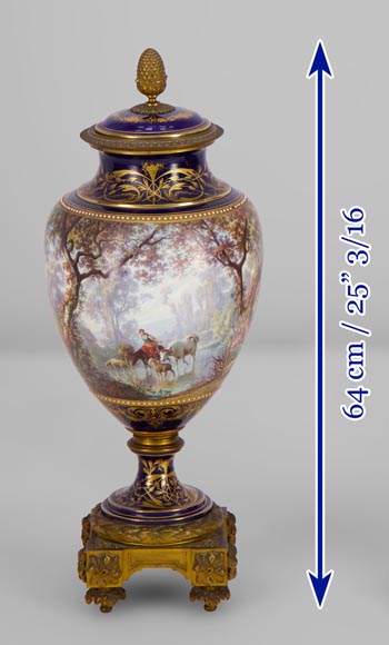 Pair of Sèvres porcelain vases mounted in gilt bronze and painted by J. Machereau, circa 1870 Pair of Sèvres porcelain vases mounted in gilt bronze and painted by J. Machereau, circa 1870-7
