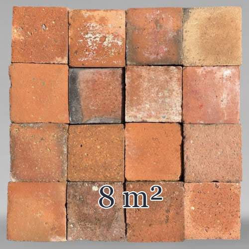 Set of around 8 m² of terracotta floor tiles in square shape