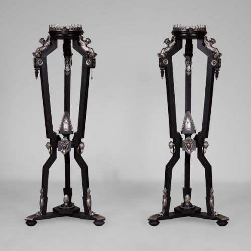 Charles-Guillaume DIEHL, Pair of Pedestals in wood and Bronze, circa 1870