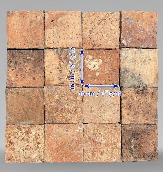 Set of 5,5 m² of terracotta floor tiles in square shape Set of 5,5 m² of terracotta floor tiles in square shape-5