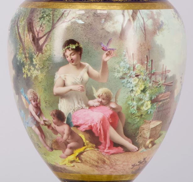 MANUFACTURE DE SÈVRES and Charles LABARRE (painter) - Pair of porcelain vases mounted in gilt bronze, circa 1890 MANUFACTURE DE SÈVRES and Charles LABARRE (painter) - Pair of porcelain vases mounted in gilt bronze, circa 1890-6