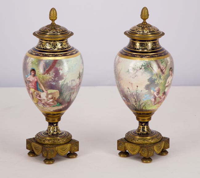 MANUFACTURE DE SÈVRES and Charles LABARRE (painter) - Pair of porcelain vases mounted in gilt bronze, circa 1890 MANUFACTURE DE SÈVRES and Charles LABARRE (painter) - Pair of porcelain vases mounted in gilt bronze, circa 1890-11