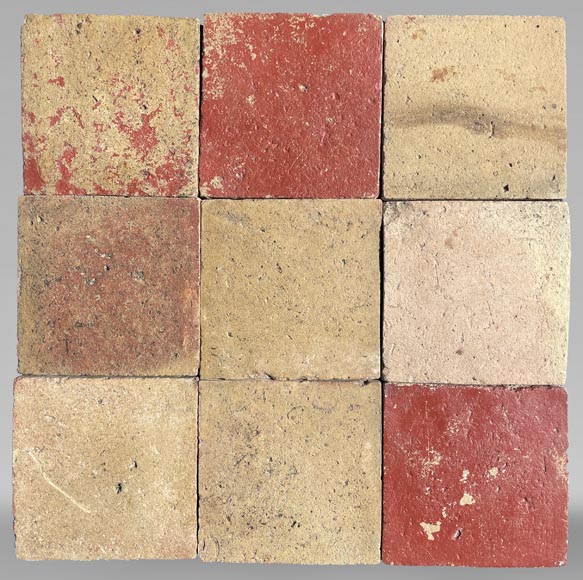 Set of around 15 m² of terracotta floor tiles in square shape, 19th century Set of around 15 m² of terracotta floor tiles in square shape, 19th century-0